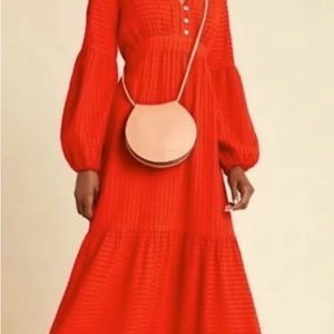 Women’s Anthropologie Amadi Red Alisha Tiered V Neck Maxi Dress. Size M